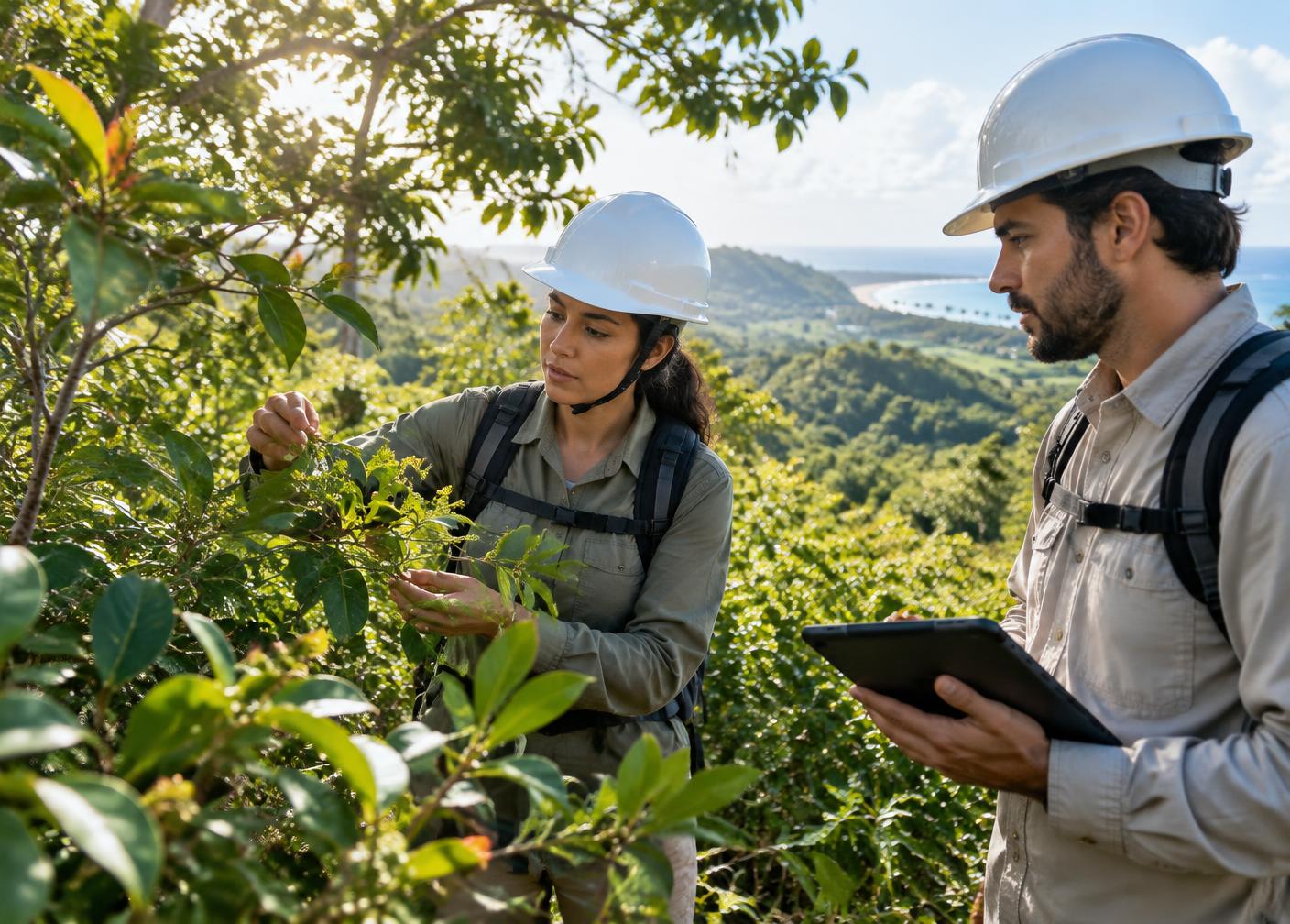 Equipe ambiental em atividade de campo